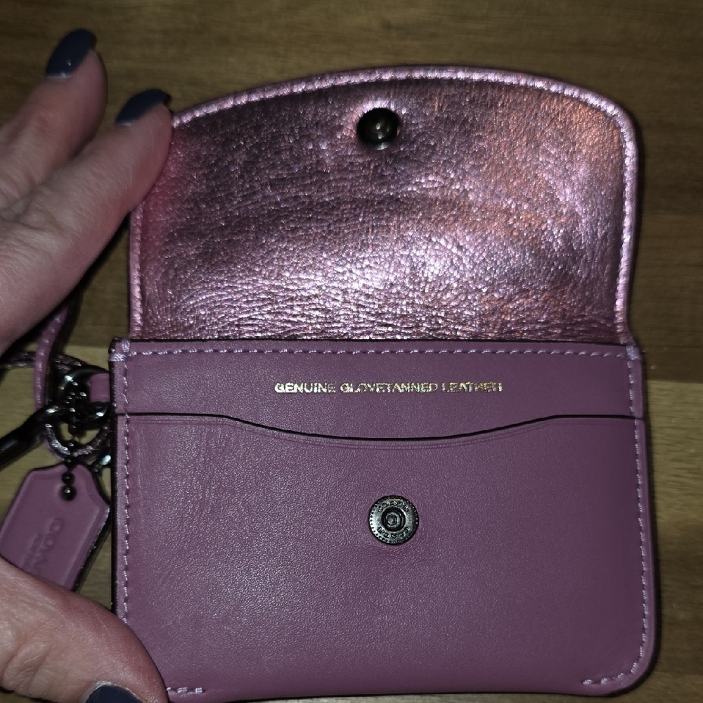 Coach 1941 Metallic Primrose Leather Card Pouch - Picture 3 of 7